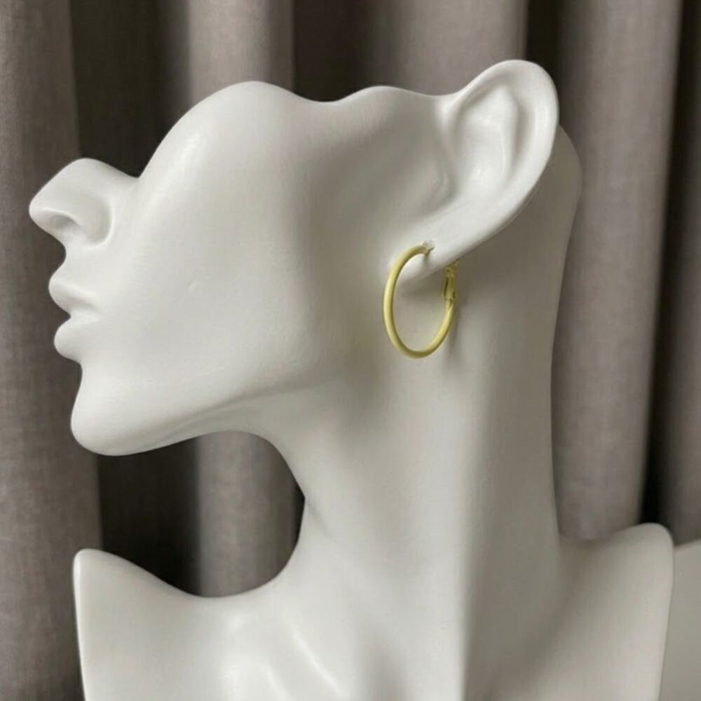 Vintage Y2K NOS Baby Yellow Plastic Hoop Earrings 1”